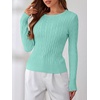 image:imageANRABESS Womens Long Sleeve Cable Knit Sweater Jumper Crewneck Pullover Soft Dressy Casual Tops Cute 2026 Fall Trendy OutfitsLake