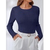 image:imageANRABESS Womens Long Sleeve Cable Knit Sweater Jumper Crewneck Pullover Soft Dressy Casual Tops Cute 2026 Fall Trendy OutfitsNavy Blue