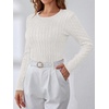 image:imageANRABESS Womens Long Sleeve Cable Knit Sweater Jumper Crewneck Pullover Soft Dressy Casual Tops Cute 2026 Fall Trendy OutfitsOff Cream White