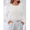 image:imageANRABESS Womens Long Sleeve Cable Knit Sweater Jumper Crewneck Pullover Soft Dressy Casual Tops Cute 2026 Fall Trendy OutfitsOff Cream White