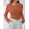 image:imageANRABESS Womens Long Sleeve Cable Knit Sweater Jumper Crewneck Pullover Soft Dressy Casual Tops Cute 2026 Fall Trendy OutfitsRust