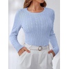 image:imageANRABESS Womens Long Sleeve Cable Knit Sweater Jumper Crewneck Pullover Soft Dressy Casual Tops Cute 2026 Fall Trendy OutfitsSky Blue