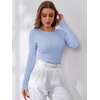 image:imageANRABESS Womens Long Sleeve Cable Knit Sweater Jumper Crewneck Pullover Soft Dressy Casual Tops Cute 2026 Fall Trendy OutfitsSky Blue