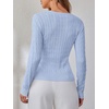 image:imageANRABESS Womens Long Sleeve Cable Knit Sweater Jumper Crewneck Pullover Soft Dressy Casual Tops Cute 2026 Fall Trendy OutfitsSky Blue