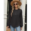 image:imageANRABESS Womens Long Sleeve Henley Tops Tunic Sweatshirt Loose Slit Casual Button Shirts Pullover 2026 Fall Winter OutfitsBlack