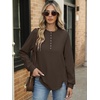 image:imageANRABESS Womens Long Sleeve Henley Tops Tunic Sweatshirt Loose Slit Casual Button Shirts Pullover 2026 Fall Winter OutfitsBrown