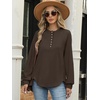 image:imageANRABESS Womens Long Sleeve Henley Tops Tunic Sweatshirt Loose Slit Casual Button Shirts Pullover 2026 Fall Winter OutfitsBrown