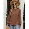 image:imageANRABESS Womens Long Sleeve Henley Tops Tunic Sweatshirt Loose Slit Casual Button Shirts Pullover 2026 Fall Winter OutfitsCaramel