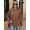 image:imageANRABESS Womens Long Sleeve Henley Tops Tunic Sweatshirt Loose Slit Casual Button Shirts Pullover 2026 Fall Winter OutfitsCaramel