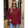 image:imageANRABESS Womens Long Sleeve Henley Tops Tunic Sweatshirt Loose Slit Casual Button Shirts Pullover 2026 Fall Winter OutfitsRed