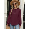image:imageANRABESS Womens Long Sleeve Henley Tops Tunic Sweatshirt Loose Slit Casual Button Shirts Pullover 2026 Fall Winter OutfitsWine Red
