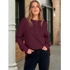 image:imageANRABESS Womens Long Sleeve Henley Tops Tunic Sweatshirt Loose Slit Casual Button Shirts Pullover 2026 Fall Winter OutfitsWine Red