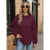 image:imageANRABESS Womens Long Sleeve Henley Tops Tunic Sweatshirt Loose Slit Casual Button Shirts Pullover 2026 Fall Winter OutfitsWine Red