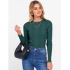 image:imageANRABESS Womens Long Sleeve Slim Fit Crewneck Lightweight Sweaters 2026 Fall Winter Basic Fitted Rib Knit Pullover TopsDark Green