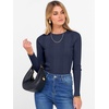 image:imageANRABESS Womens Long Sleeve Slim Fit Crewneck Lightweight Sweaters 2026 Fall Winter Basic Fitted Rib Knit Pullover TopsNavy Blue