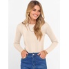 image:imageANRABESS Womens Long Sleeve Slim Fit Crewneck Lightweight Sweaters 2026 Fall Winter Basic Fitted Rib Knit Pullover TopsParchment
