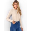 image:imageANRABESS Womens Long Sleeve Slim Fit Crewneck Lightweight Sweaters 2026 Fall Winter Basic Fitted Rib Knit Pullover TopsParchment
