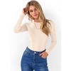 image:imageANRABESS Womens Long Sleeve Slim Fit Crewneck Lightweight Sweaters 2026 Fall Winter Basic Fitted Rib Knit Pullover TopsParchment