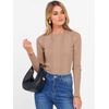 image:imageANRABESS Womens Long Sleeve Slim Fit Crewneck Lightweight Sweaters 2026 Fall Winter Basic Fitted Rib Knit Pullover TopsPeach Brown