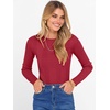 image:imageANRABESS Womens Long Sleeve Slim Fit Crewneck Lightweight Sweaters 2026 Fall Winter Basic Fitted Rib Knit Pullover TopsRed