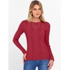 image:imageANRABESS Womens Long Sleeve Slim Fit Crewneck Lightweight Sweaters 2026 Fall Winter Basic Fitted Rib Knit Pullover TopsRed