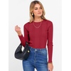 image:imageANRABESS Womens Long Sleeve Slim Fit Crewneck Lightweight Sweaters 2026 Fall Winter Basic Fitted Rib Knit Pullover TopsRed