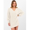 image:imageANRABESS Womens Long Sleeve V Neck Oversized Cable Knit Mini Sweater Dresses 2026 Winter Fall Trendy Pullover Tunic OutfitsBeige