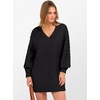 image:imageANRABESS Womens Long Sleeve V Neck Oversized Cable Knit Mini Sweater Dresses 2026 Winter Fall Trendy Pullover Tunic OutfitsBlack