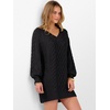 image:imageANRABESS Womens Long Sleeve V Neck Oversized Cable Knit Mini Sweater Dresses 2026 Winter Fall Trendy Pullover Tunic OutfitsBlack