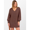 image:imageANRABESS Womens Long Sleeve V Neck Oversized Cable Knit Mini Sweater Dresses 2026 Winter Fall Trendy Pullover Tunic OutfitsBrown