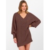 image:imageANRABESS Womens Long Sleeve V Neck Oversized Cable Knit Mini Sweater Dresses 2026 Winter Fall Trendy Pullover Tunic OutfitsBrown