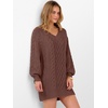 image:imageANRABESS Womens Long Sleeve V Neck Oversized Cable Knit Mini Sweater Dresses 2026 Winter Fall Trendy Pullover Tunic OutfitsBrown