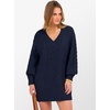 image:imageANRABESS Womens Long Sleeve V Neck Oversized Cable Knit Mini Sweater Dresses 2026 Winter Fall Trendy Pullover Tunic OutfitsNavy Blue