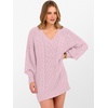 image:imageANRABESS Womens Long Sleeve V Neck Oversized Cable Knit Mini Sweater Dresses 2026 Winter Fall Trendy Pullover Tunic OutfitsPink