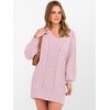 image:imageANRABESS Womens Long Sleeve V Neck Oversized Cable Knit Mini Sweater Dresses 2026 Winter Fall Trendy Pullover Tunic OutfitsPink
