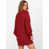 image:imageANRABESS Womens Long Sleeve V Neck Oversized Cable Knit Mini Sweater Dresses 2026 Winter Fall Trendy Pullover Tunic OutfitsRed
