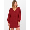 image:imageANRABESS Womens Long Sleeve V Neck Oversized Cable Knit Mini Sweater Dresses 2026 Winter Fall Trendy Pullover Tunic OutfitsRed
