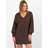 image:imageANRABESS Womens Long Sleeve V Neck Oversized Cable Knit Mini Sweater Dresses 2026 Winter Fall Trendy Pullover Tunic OutfitsRed Brown
