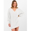 image:imageANRABESS Womens Long Sleeve V Neck Oversized Cable Knit Mini Sweater Dresses 2026 Winter Fall Trendy Pullover Tunic OutfitsWhite