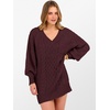 image:imageANRABESS Womens Long Sleeve V Neck Oversized Cable Knit Mini Sweater Dresses 2026 Winter Fall Trendy Pullover Tunic OutfitsWine Red