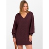 image:imageANRABESS Womens Long Sleeve V Neck Oversized Cable Knit Mini Sweater Dresses 2026 Winter Fall Trendy Pullover Tunic OutfitsWine Red