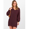 image:imageANRABESS Womens Long Sleeve V Neck Oversized Cable Knit Mini Sweater Dresses 2026 Winter Fall Trendy Pullover Tunic OutfitsWine Red