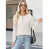 image:imageANRABESS Womens Long Sleeve Waffle Knit Shirts Dressy Casual Loose Button Up V Neck Henley Tops 2026 Fall Basic Tee BlouseBeige