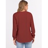 image:imageANRABESS Womens Long Sleeve Waffle Knit Shirts Dressy Casual Loose Button Up V Neck Henley Tops 2026 Fall Basic Tee BlouseBirck Red