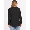 image:imageANRABESS Womens Long Sleeve Waffle Knit Shirts Dressy Casual Loose Button Up V Neck Henley Tops 2026 Fall Basic Tee BlouseBlack