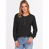 image:imageANRABESS Womens Long Sleeve Waffle Knit Shirts Dressy Casual Loose Button Up V Neck Henley Tops 2026 Fall Basic Tee BlouseBlack