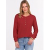 image:imageANRABESS Womens Long Sleeve Waffle Knit Shirts Dressy Casual Loose Button Up V Neck Henley Tops 2026 Fall Basic Tee BlouseBright Red