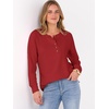 image:imageANRABESS Womens Long Sleeve Waffle Knit Shirts Dressy Casual Loose Button Up V Neck Henley Tops 2026 Fall Basic Tee BlouseBright Red