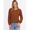 image:imageANRABESS Womens Long Sleeve Waffle Knit Shirts Dressy Casual Loose Button Up V Neck Henley Tops 2026 Fall Basic Tee BlouseBurnt Orange