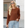 image:imageANRABESS Womens Long Sleeve Waffle Knit Shirts Dressy Casual Loose Button Up V Neck Henley Tops 2026 Fall Basic Tee BlouseBurnt Orange
